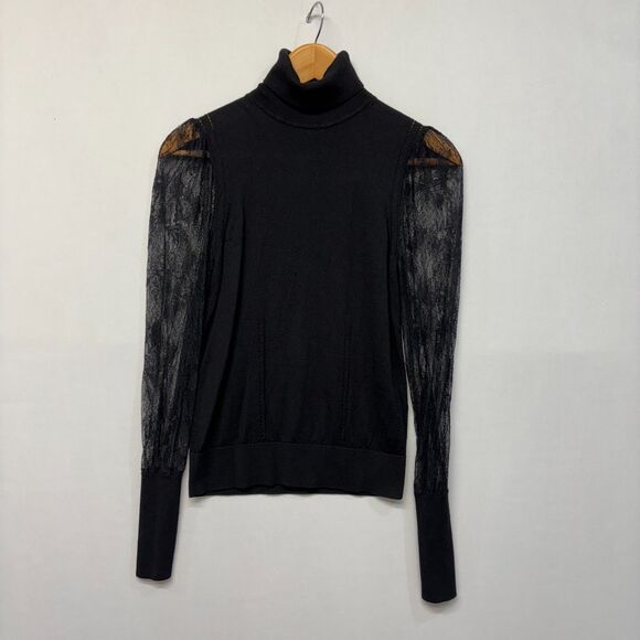 Equipment Femme Long Sleeve Wool Silk Blend Sweater Top Size Small Black D042 26 - Picture 1 of 16